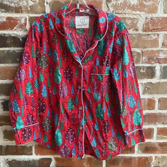 Printfresh Red and Green Leaf Pajama Set - Picture 6 of 16